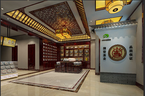 高邮古朴典雅的中式茶叶店大堂设计效果图